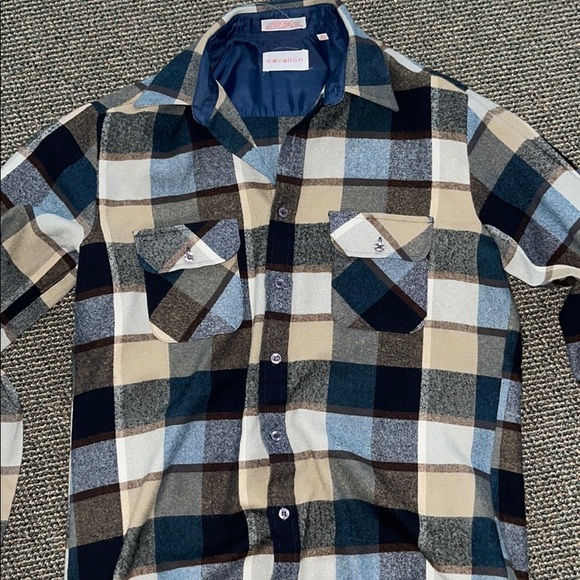 Vintage Tan and Blue Flannel - Picture 2 of 4
